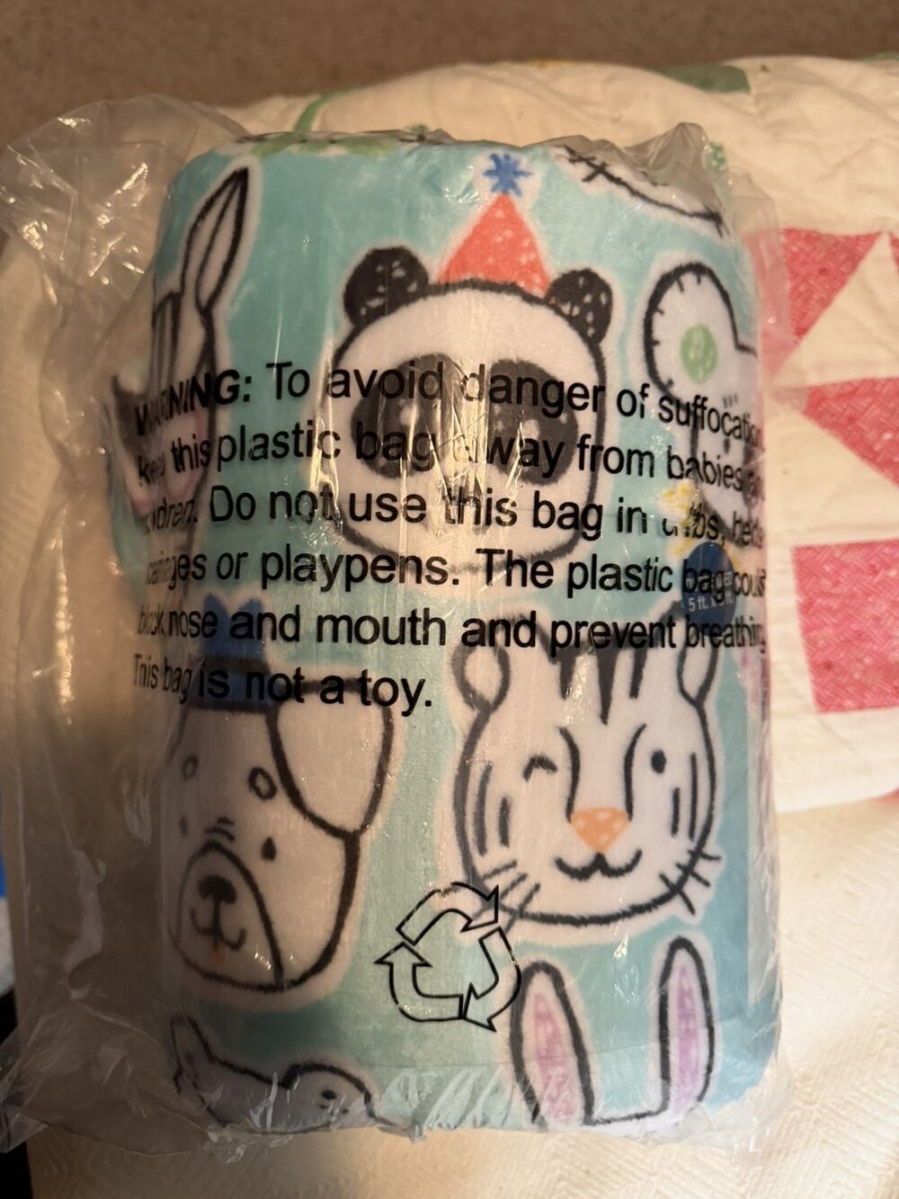 Kohls Plush Throw Blanket Party Animals Kids Blue Soft 5'x6’ The Big One NWT